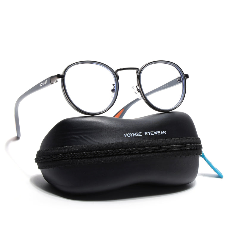 Pilot | Silver & Black Round Eyeglasses for Men & Women | 2