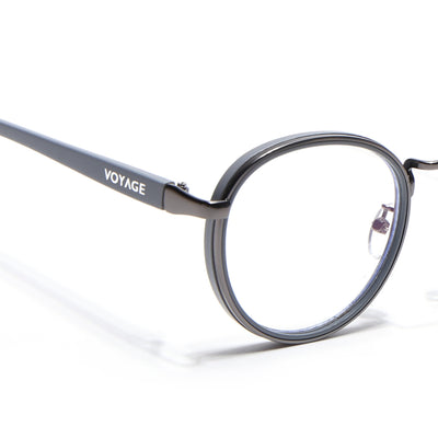 Pilot | Silver & Black Round Eyeglasses for Men & Women | 2#MG6670-C3