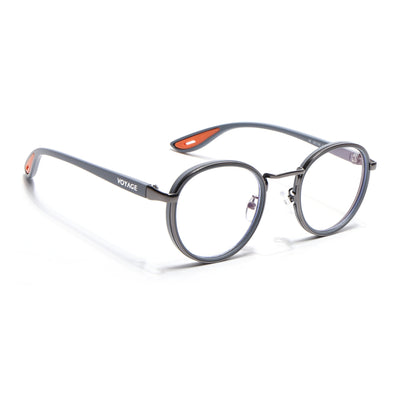 Pilot | Silver & Black Round Eyeglasses for Men & Women | 2#MG6670-C3