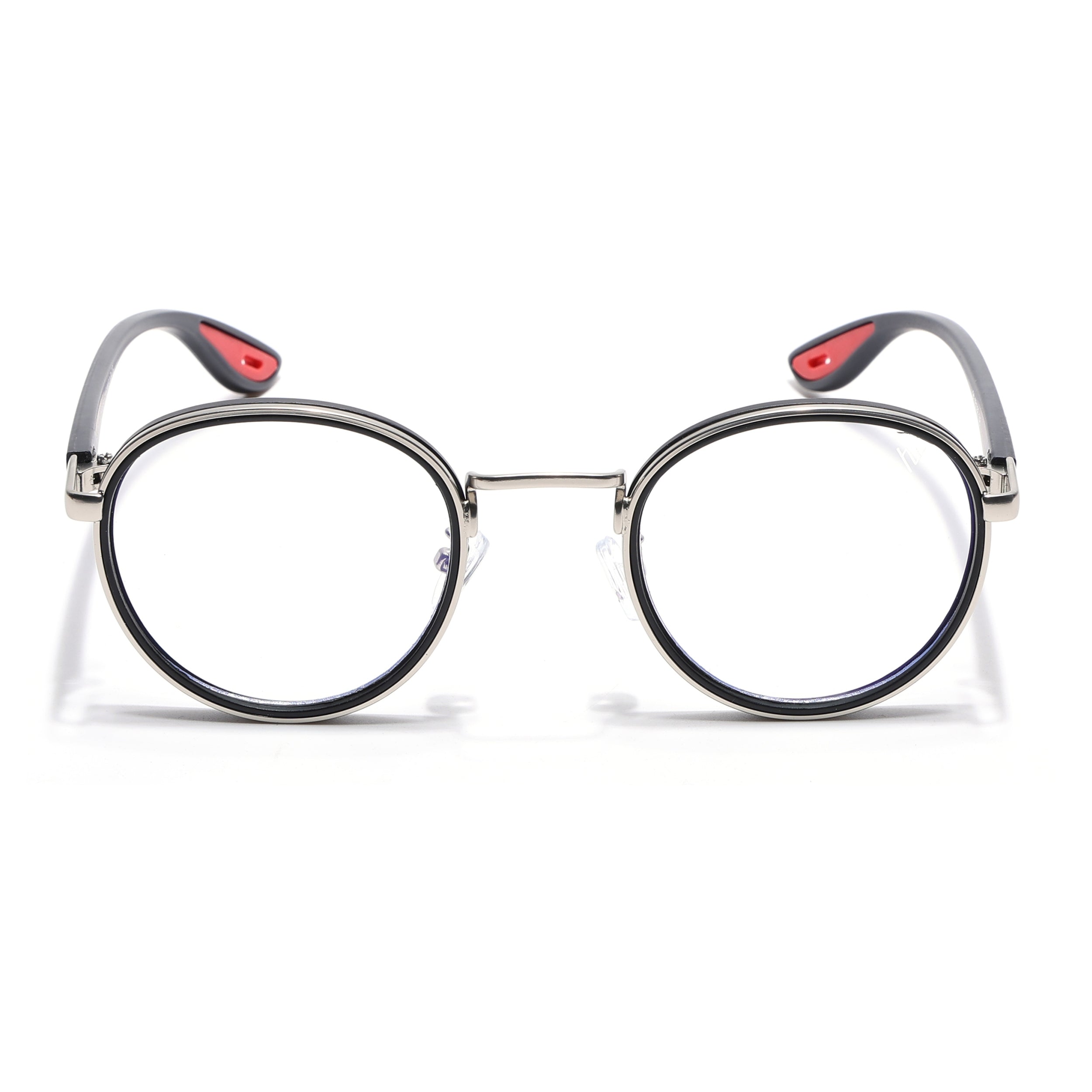 Pilot | Silver & Black Round Eyeglasses for Men & Women | 2#MG6670-C3