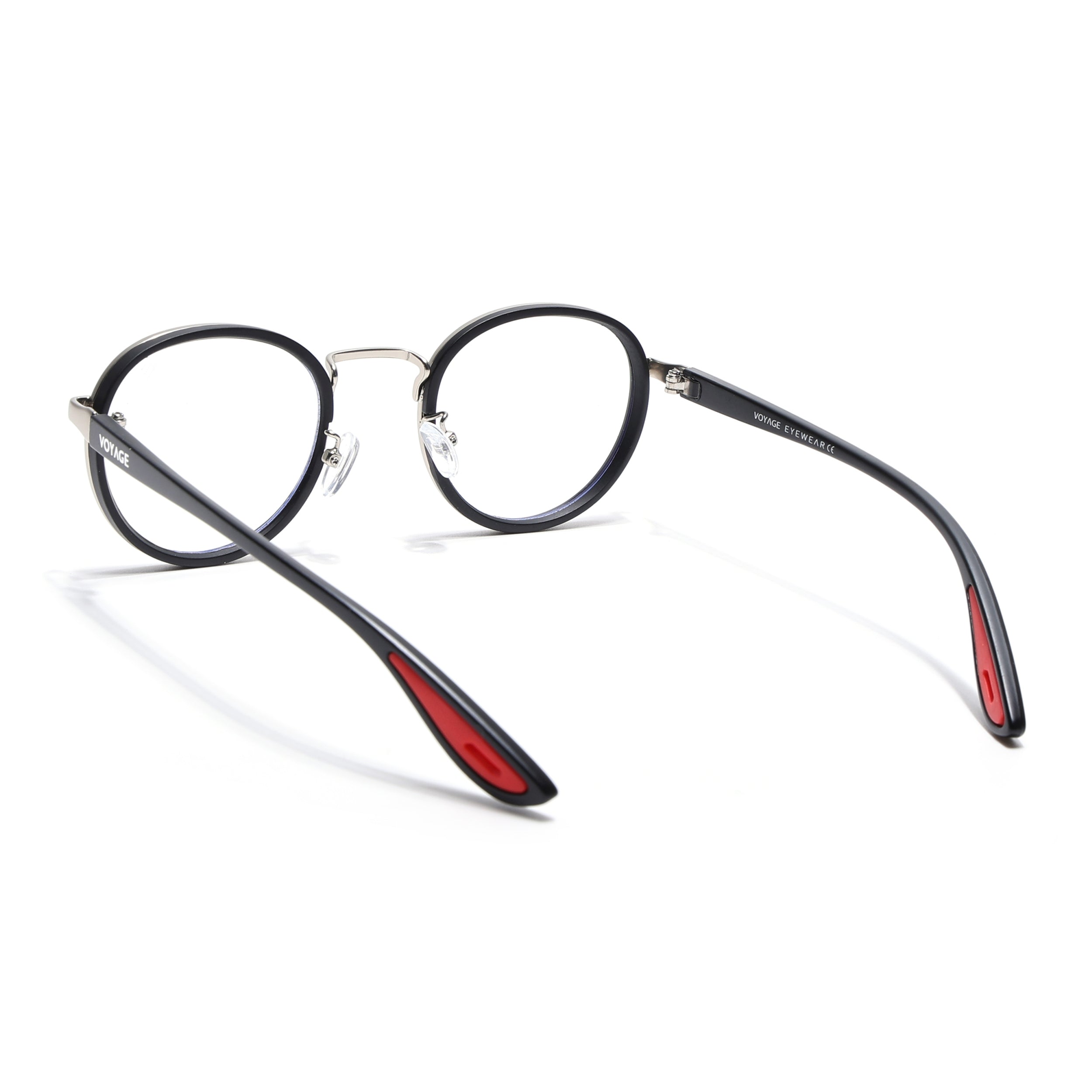 Pilot | Silver & Black Round Eyeglasses for Men & Women | 2#MG6670-C3