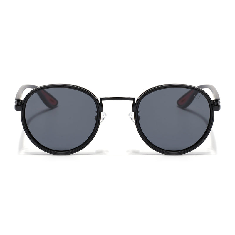 Pilot | Black Round Polarized Sunglasses | Black Lens - PMG6672