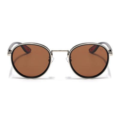 Pilot | Silver Round Polarized Sunglasses | Brown Lens  - PMG6674