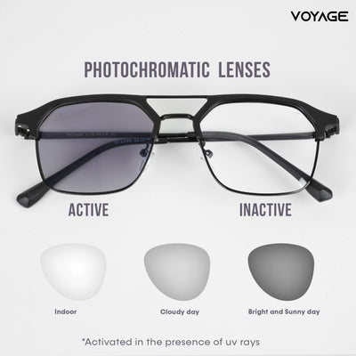 Voyage photochromic Black Wayfarer Eyeglasses for Men & Women (2295MG5077-C3)