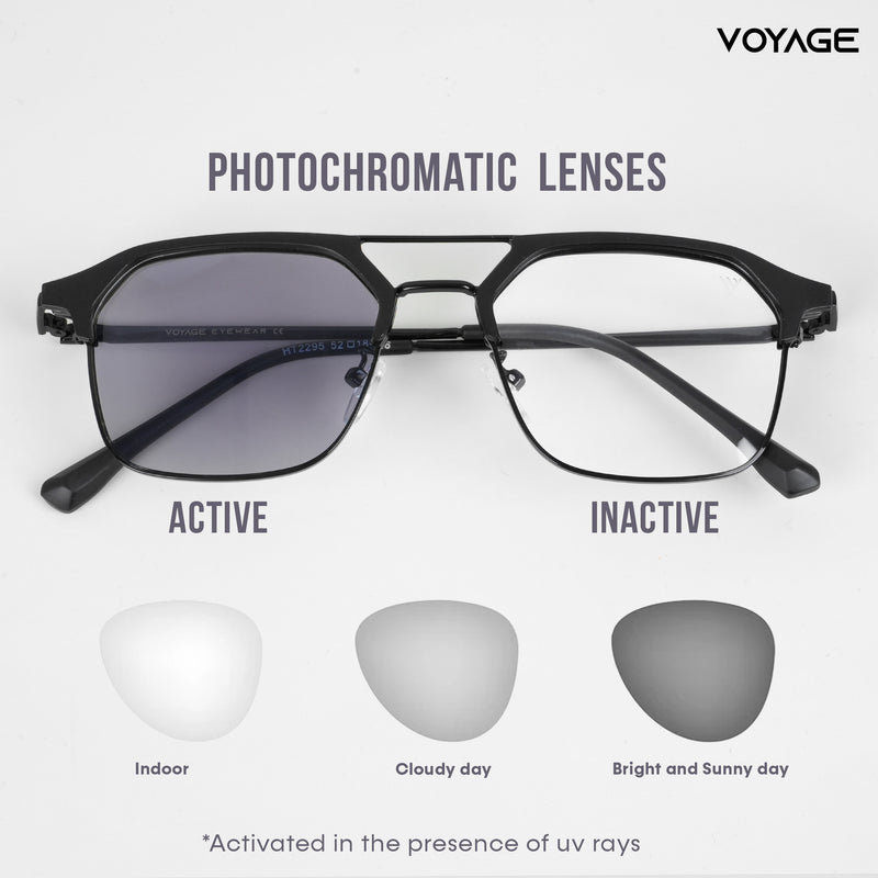 Voyage photochromic Black Wayfarer Eyeglasses for Men & Women (2295MG5077-C3)