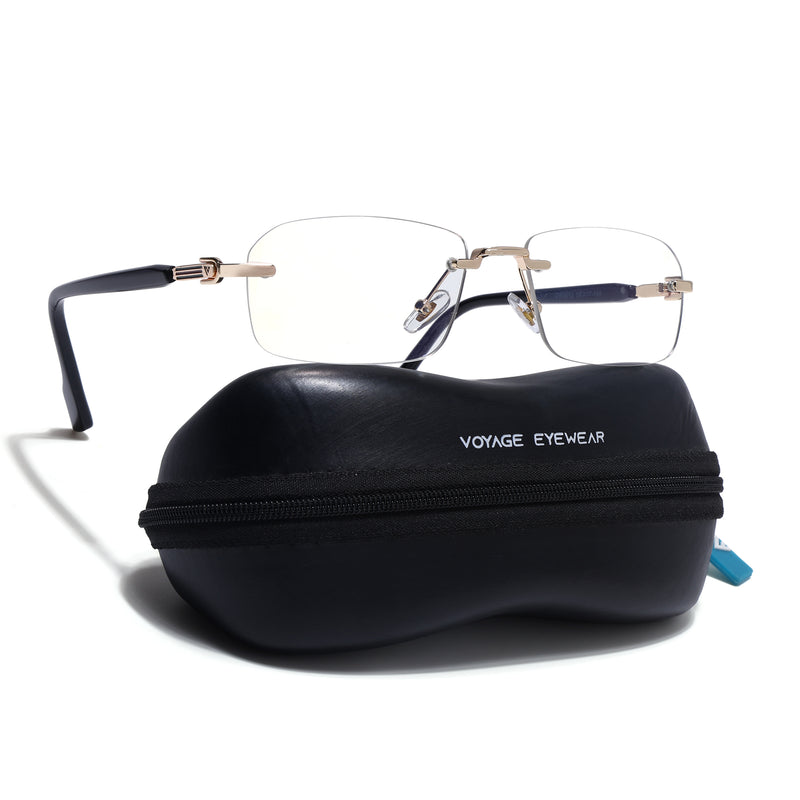 Voyage Golden Rimless Eyeglasses for Men & Women (3012FMG9266)