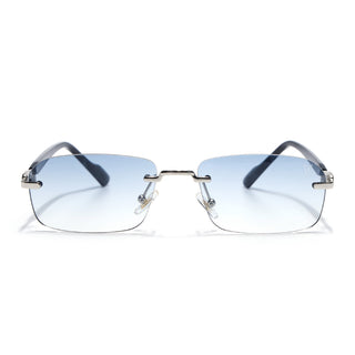 Satan | Sapphire Blue Rimless Sunglasses | Silver Frame - MG6621