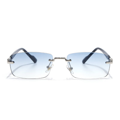 Satan | Sapphire Blue Rimless Sunglasses | Silver Frame - MG6621