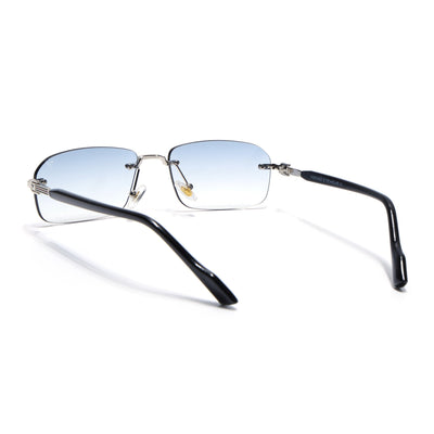 Satan | Sapphire Blue Rimless Sunglasses | Silver Frame - MG6621