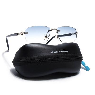 Satan | Sapphire Blue Rimless Sunglasses | Silver Frame - MG6621