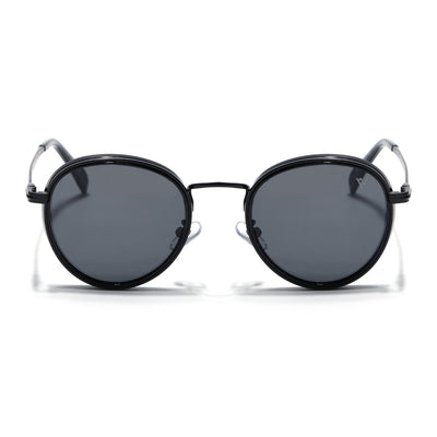 Captain | Matte Black Polarized Round Sunglasses - PMG3980