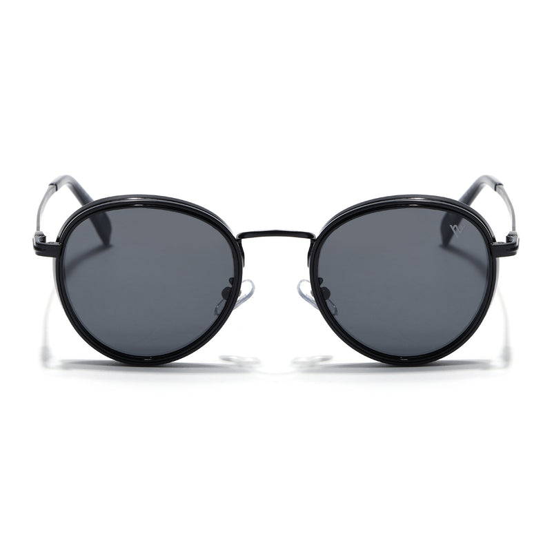 Captain | Matte Black Polarized Round Sunglasses - PMG3980