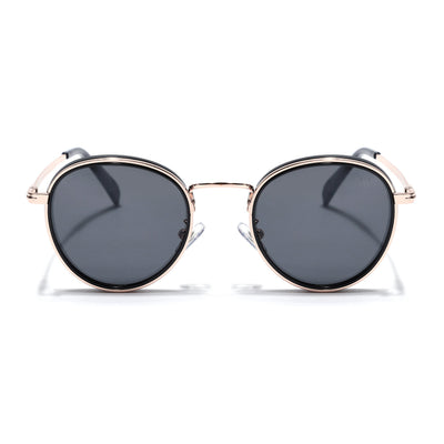 Captain | Gold And Black Polarized Round Sunglasses - PMG3981