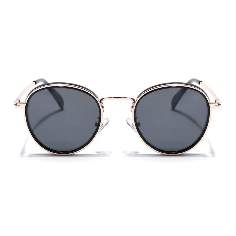Captain | Gold And Black Polarized Round Sunglasses - PMG3981