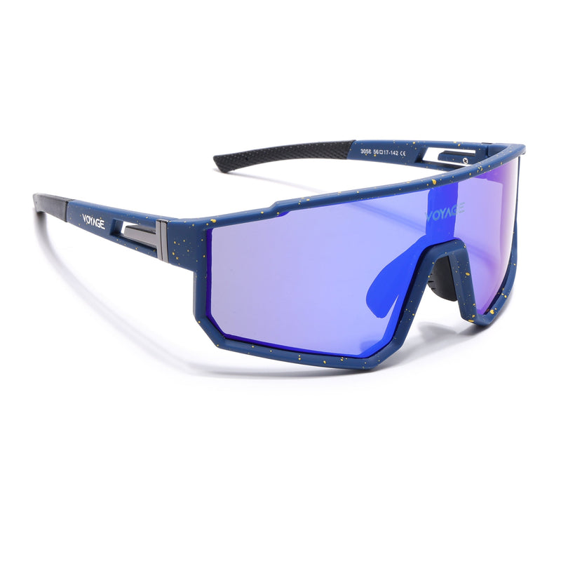 Drift Voyage Wrap Around Sunglasses (Multicolor Lens | Blue Frame - PMG6057)
