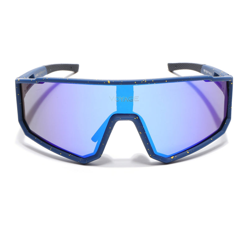 Drift Voyage Wrap Around Sunglasses (Multicolor Lens | Blue Frame - PMG6057)