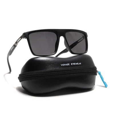 PolarZ | Matt Black Square Polarized Sunglasses | Black Lens - PMG6592