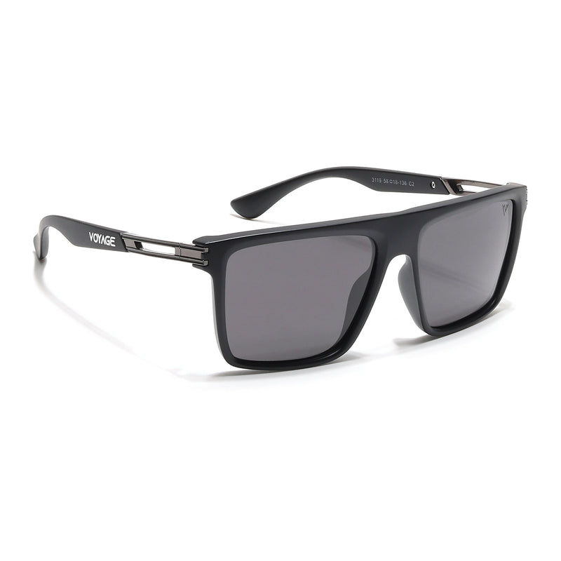 PolarZ | Matt Black Square Polarized Sunglasses | Black Lens - PMG6592