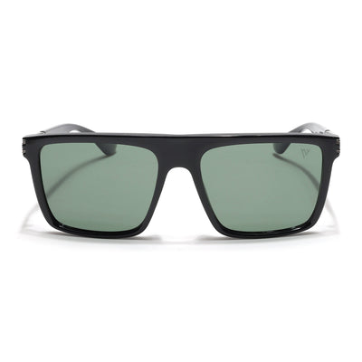 PolarZ | Shine Black Square Polarized Sunglasses | Green Lens - PMG6593