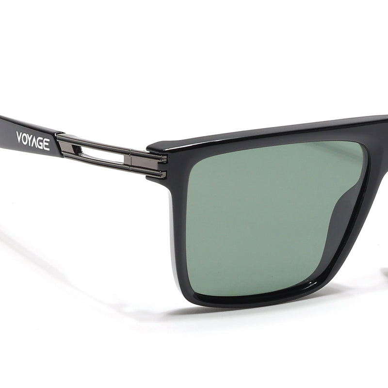 PolarZ | Shine Black Square Polarized Sunglasses | Green Lens - PMG6593