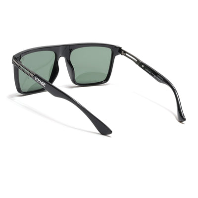 PolarZ | Shine Black Square Polarized Sunglasses | Green Lens - PMG6593