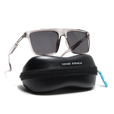 PolarZ | Grey Square Polarized Sunglasses | Black Lens - PMG6594