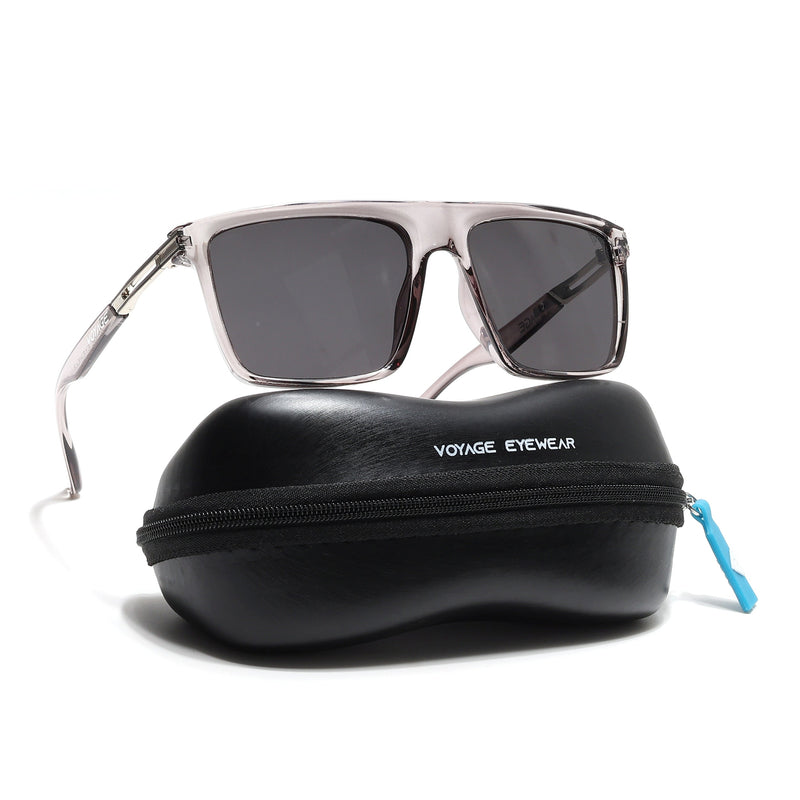 PolarZ | Grey Square Polarized Sunglasses | Black Lens - PMG6594