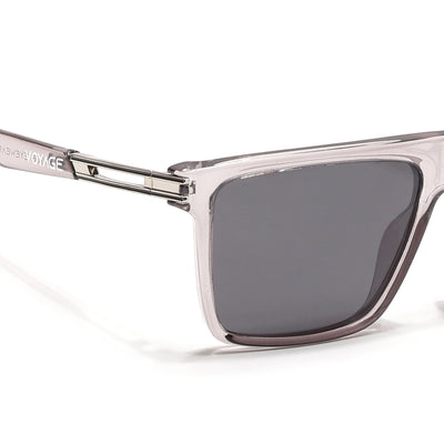 PolarZ | Grey Square Polarized Sunglasses | Black Lens - PMG6594