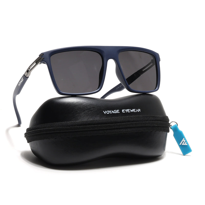 PolarZ | Navy Blue Square Polarized Sunglasses | Black Lens - PMG6595