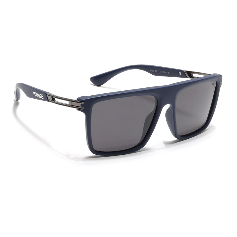 PolarZ | Navy Blue Square Polarized Sunglasses | Black Lens - PMG6595