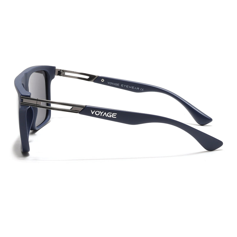 PolarZ | Navy Blue Square Polarized Sunglasses | Black Lens - PMG6595