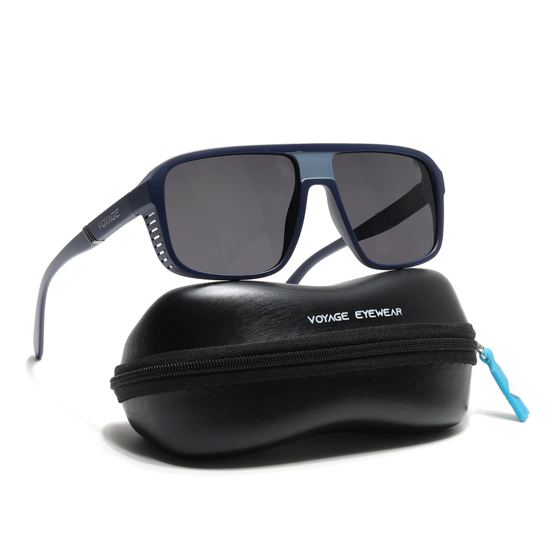 PolarV | Navy Blue Square Polarized Sunglasses | Black Lens - PMG6599