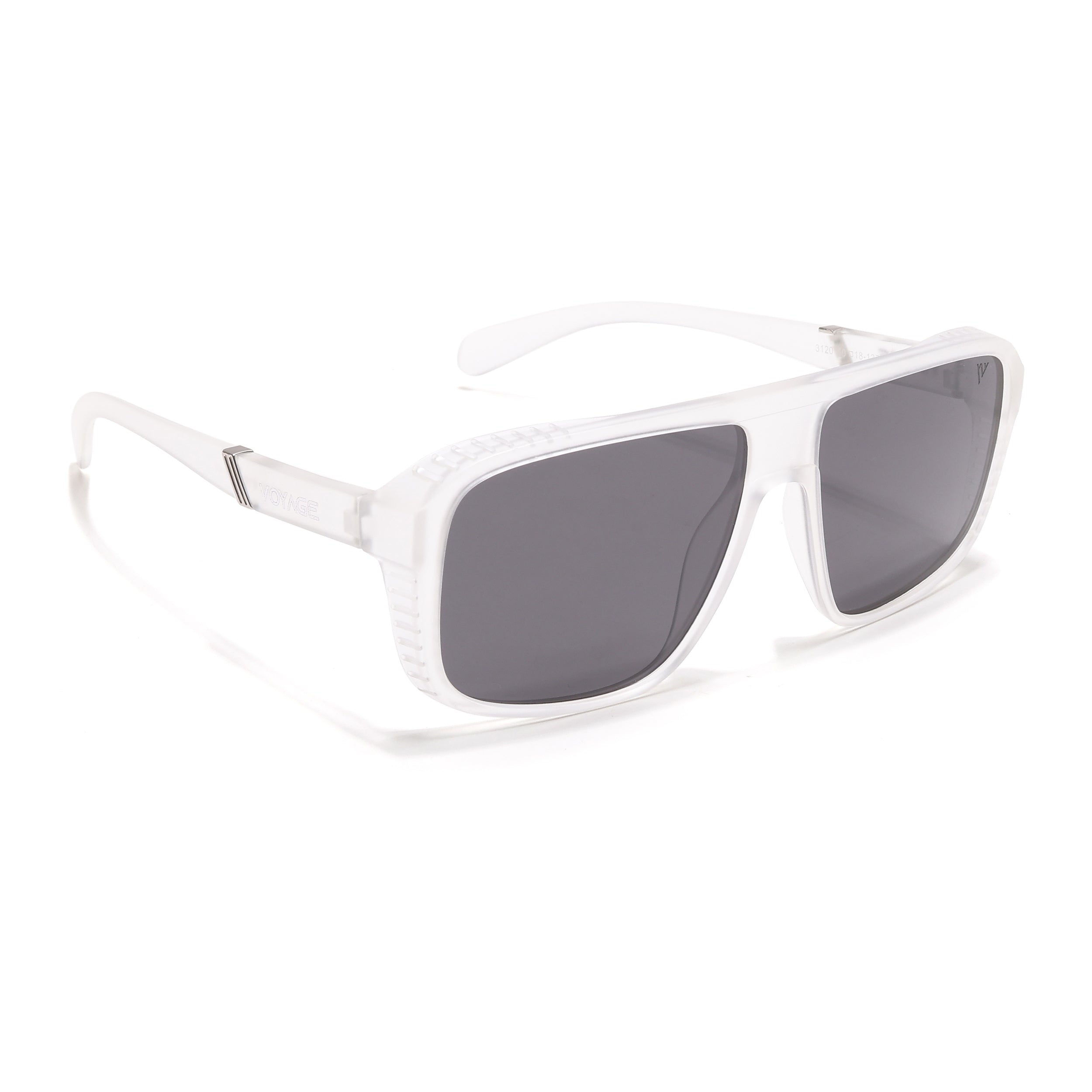 PolarV | Transparent Square Polarized Sunglasses | Black Lens - PMG6600