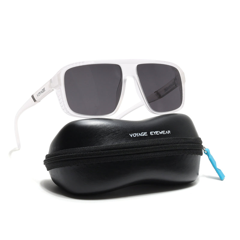 PolarV | Transparent Square Polarized Sunglasses | Black Lens - PMG6600