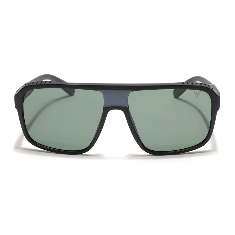 PolarV | Black Square Polarized Sunglasses | Green Lens - PMG6598