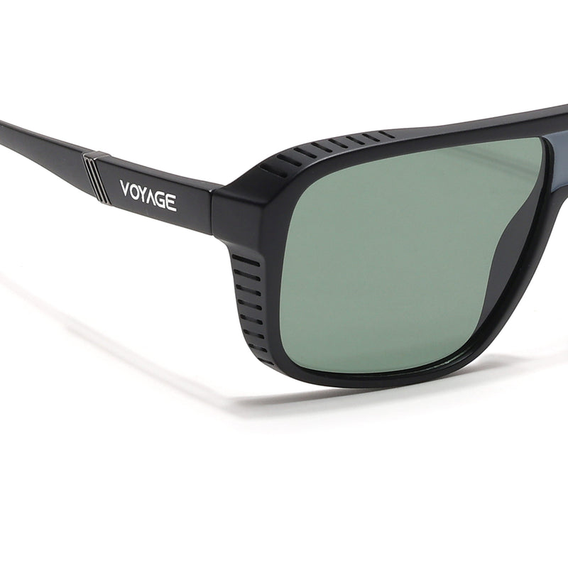 PolarV | Black Square Polarized Sunglasses | Green Lens - PMG6598