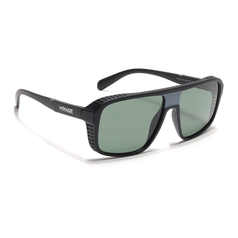 PolarV | Black Square Polarized Sunglasses | Green Lens - PMG6598