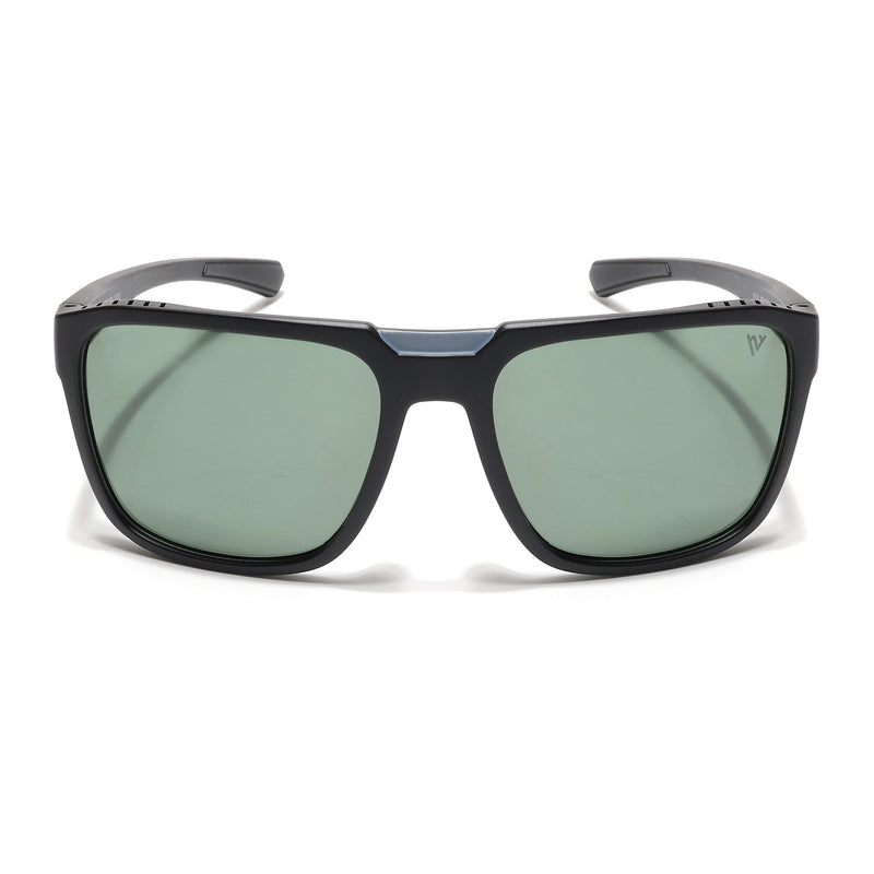 PolarX | Black Square Polarized Sunglasses | Green Lens - PMG6602