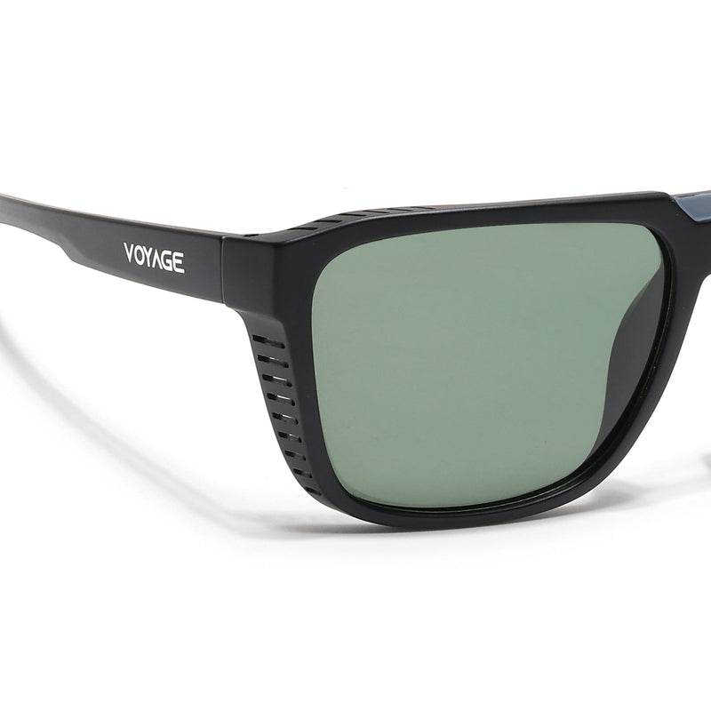 PolarX | Black Square Polarized Sunglasses | Green Lens - PMG6602