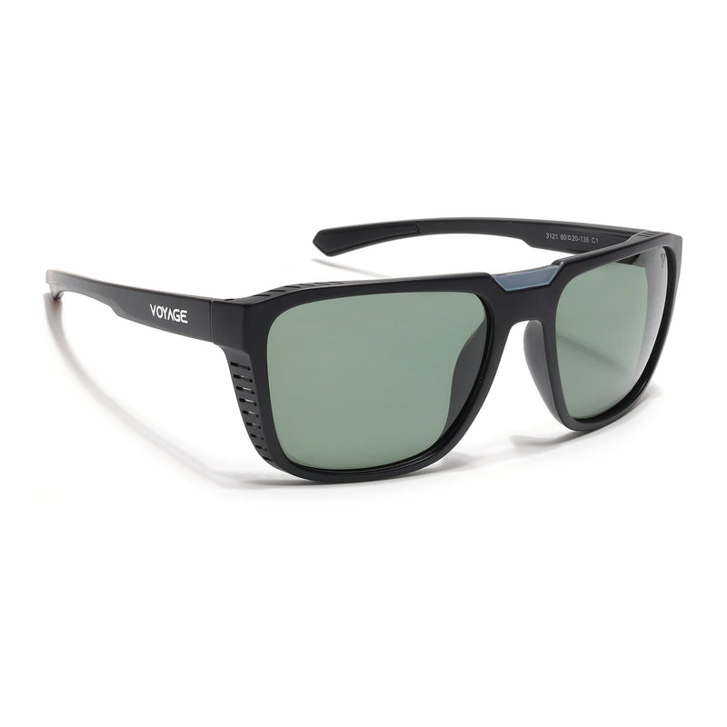 PolarX | Black Square Polarized Sunglasses | Green Lens - PMG6602