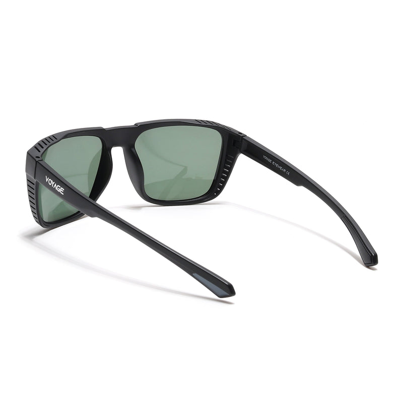 PolarX | Black Square Polarized Sunglasses | Green Lens - PMG6602