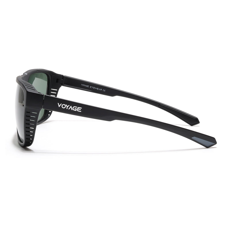 PolarX | Black Square Polarized Sunglasses | Green Lens - PMG6602