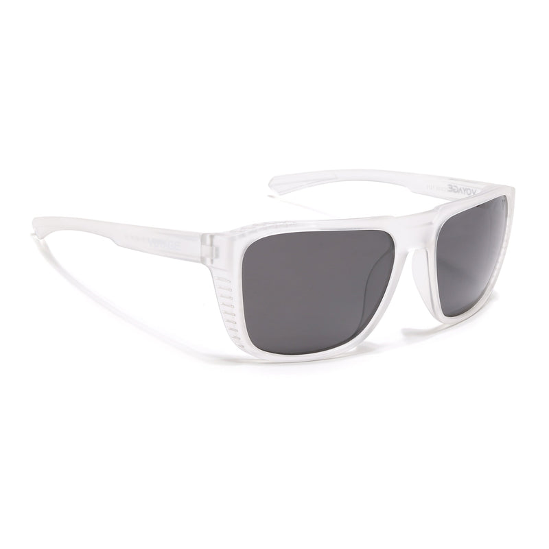 PolarX | Transparent Square Polarized Sunglasses | Black Lens - PMG6604