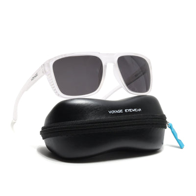 PolarX | Transparent Square Polarized Sunglasses | Black Lens - PMG6604