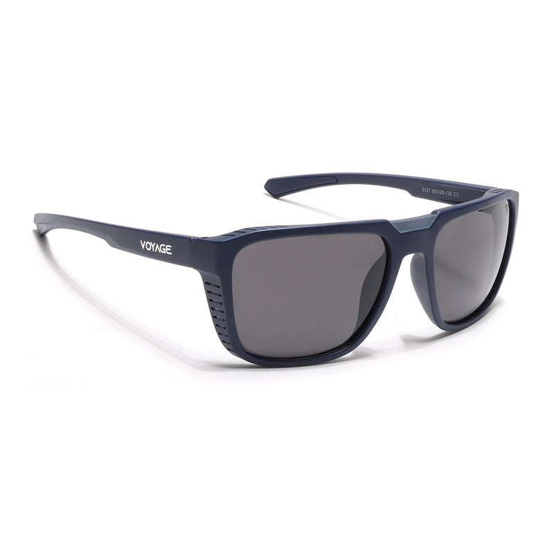 PolarX | Navy Blue Square Polarized Sunglasses | Black Lens - PMG6603