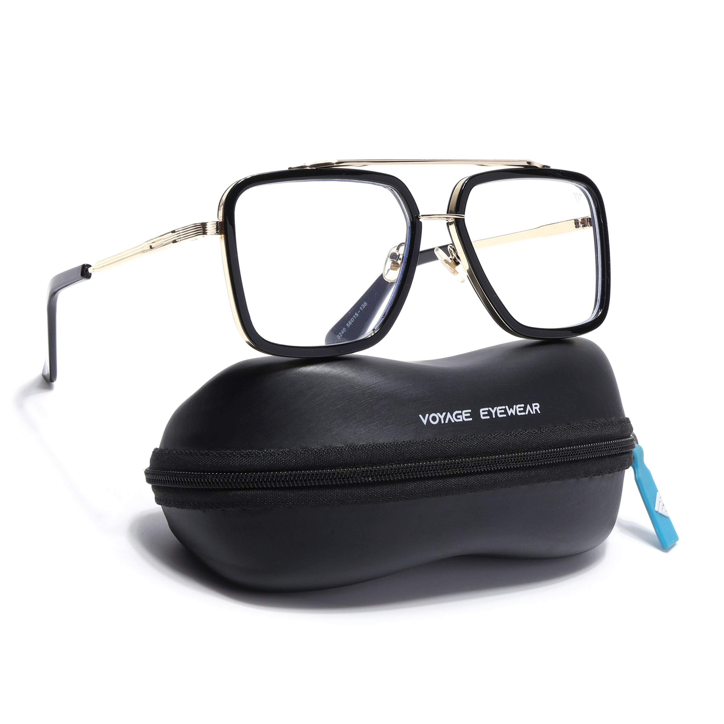 Voyage Black & Golden Wayfarer Eyeglasses for Men & Women (3240MG5215-C2)