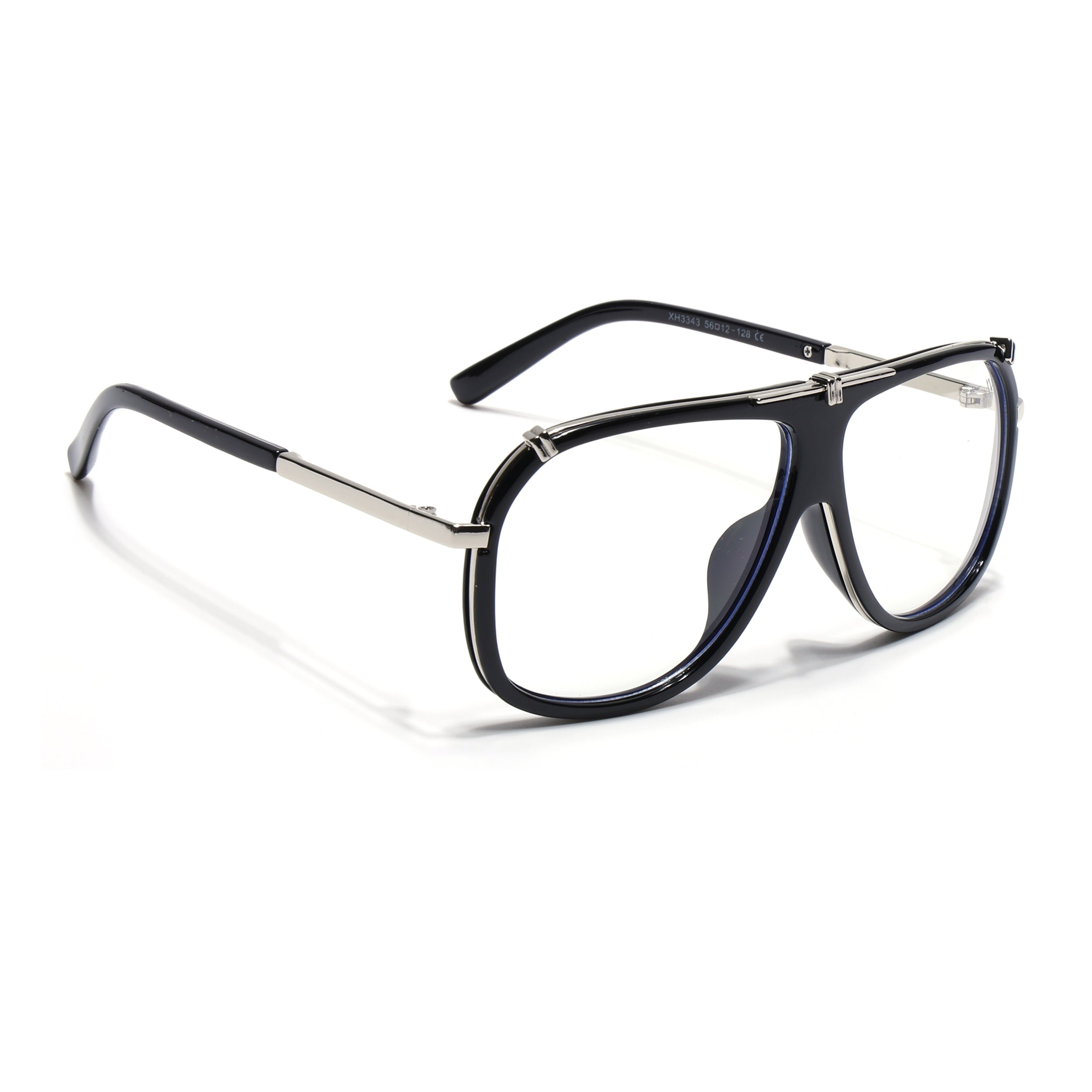 Voyage Black & Silver Wayfarer Eyeglasses for Men & Women (3343MG5220-C1)