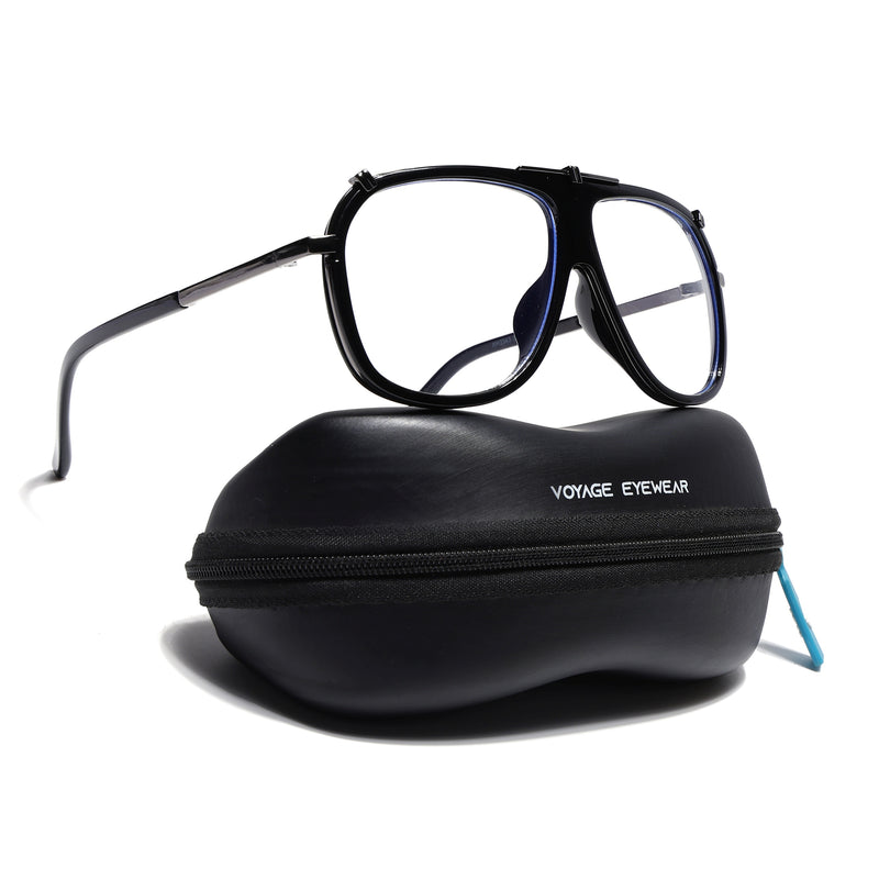 Voyage Black & Grey Wayfarer Eyeglasses for Men & Women (3343MG5222-C3)