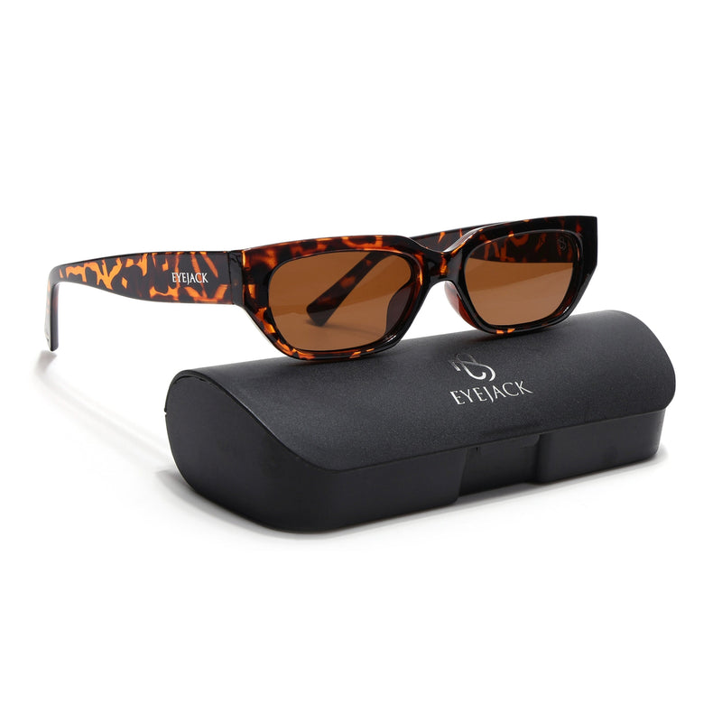 Eyejack Demi Brown Rectangle Sunglasses for Men & Women (3563CL988)