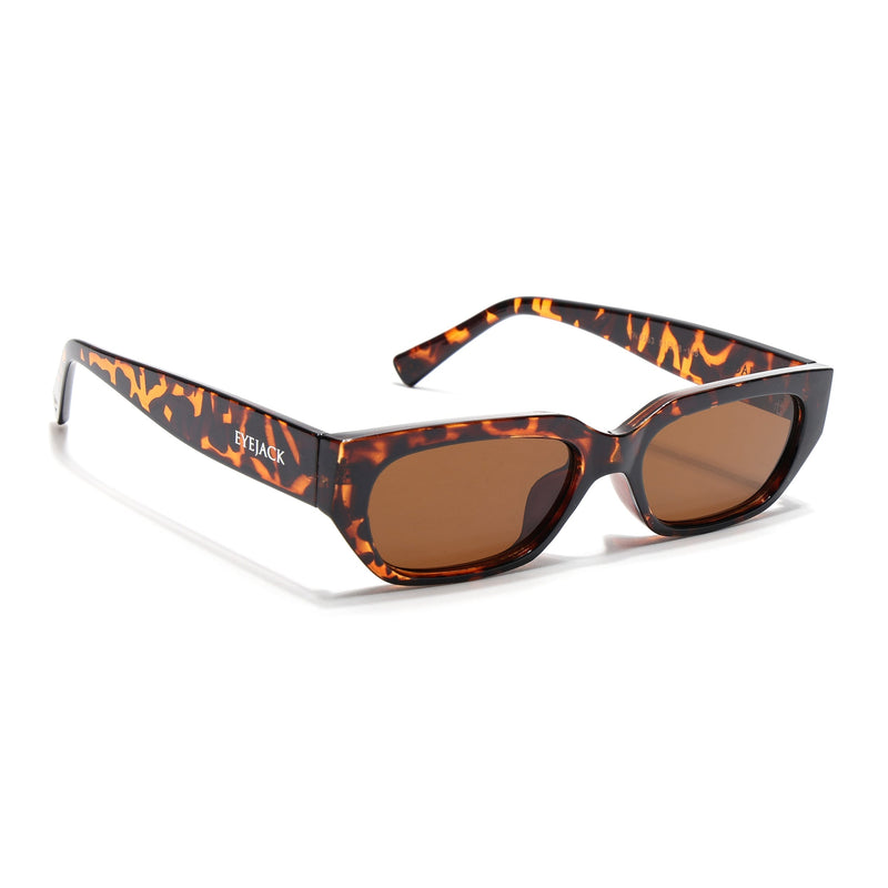 Eyejack Demi Brown Rectangle Sunglasses for Men & Women (3563CL988)